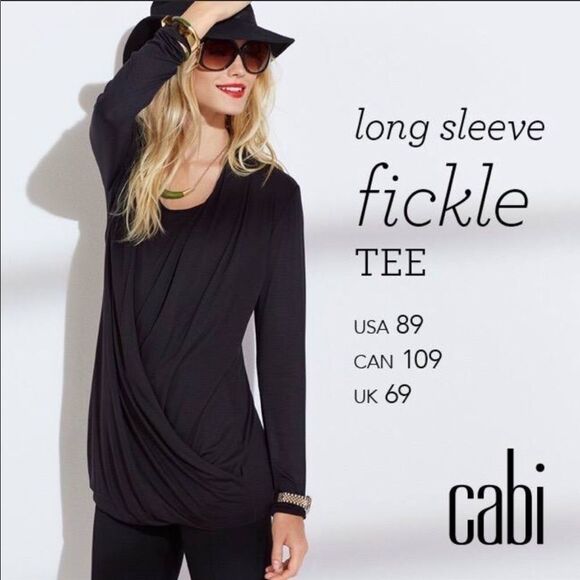 CABI | Long Sleeve Fickle Tee Wrap Front Black S - Picture 1 of 10